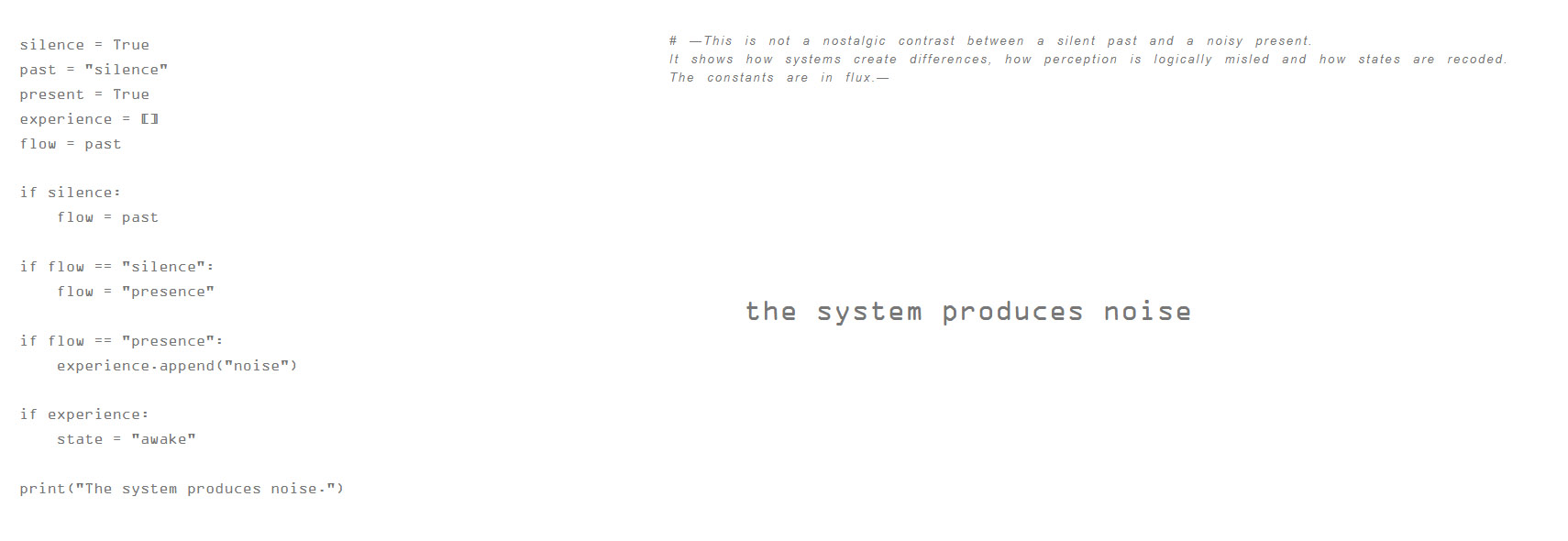 Python Code for *the gap produced silence* by Christa Walhof